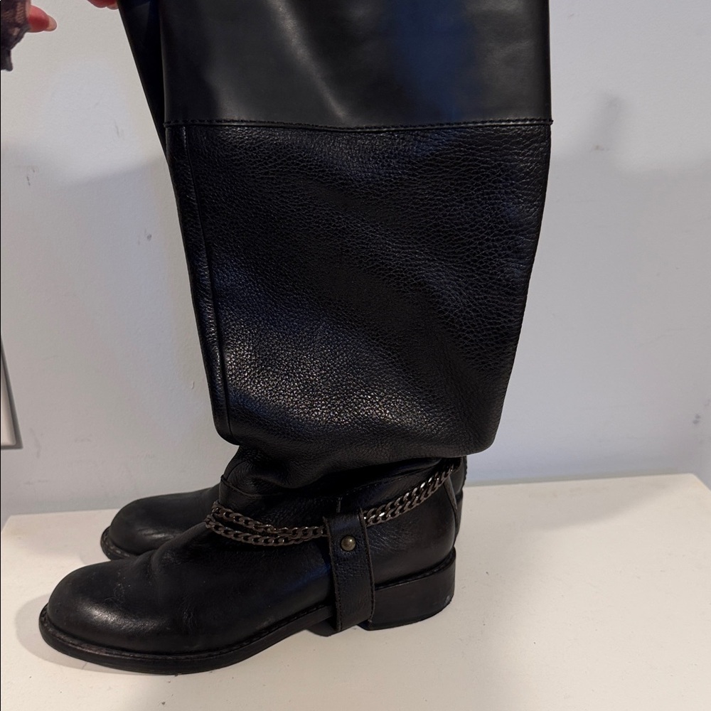 DKNY Black Leather Combat Boots